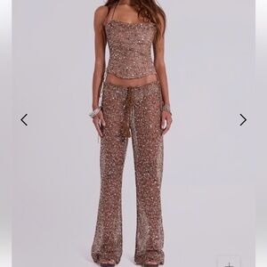 Sequin Wide Leg Jumpsuit - Brown Jaded London